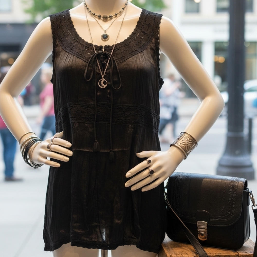 INC International Concepts Black Sleeveless Blouse